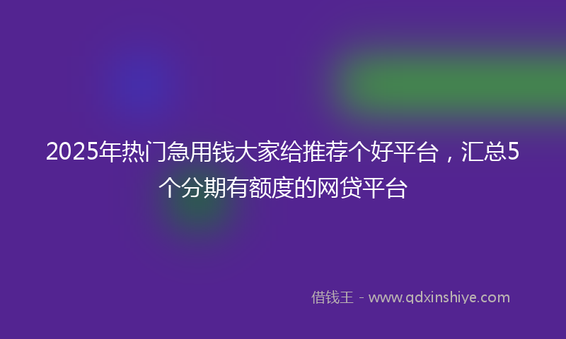 2025年热门急用钱大家给推荐个好平台，汇总5个分期有额度的网贷平台