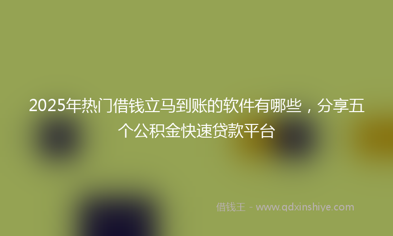 2025年热门借钱立马到账的软件有哪些，分享五个公积金快速贷款平台