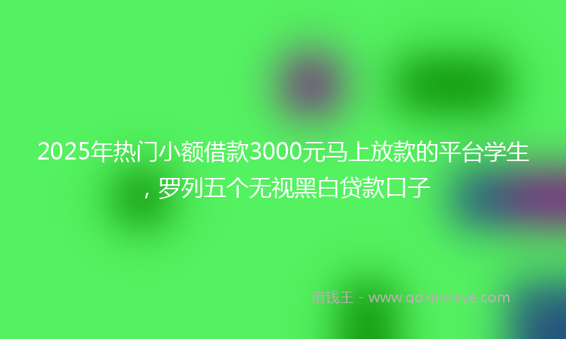 2025年热门小额借款3000元马上放款的平台学生，罗列五个无视黑白贷款口子