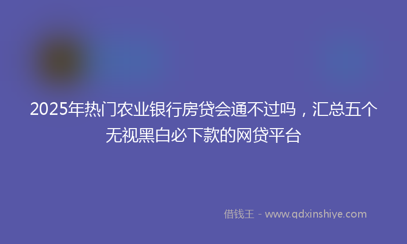 2025年热门农业银行房贷会通不过吗，汇总五个无视黑白必下款的网贷平台