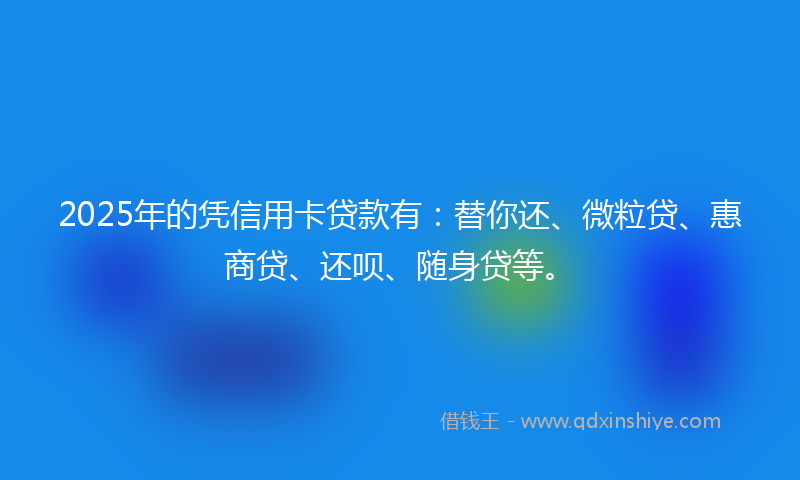 2025年的凭信用卡贷款有：替你还、微粒贷、惠商贷、还呗、随身贷等。