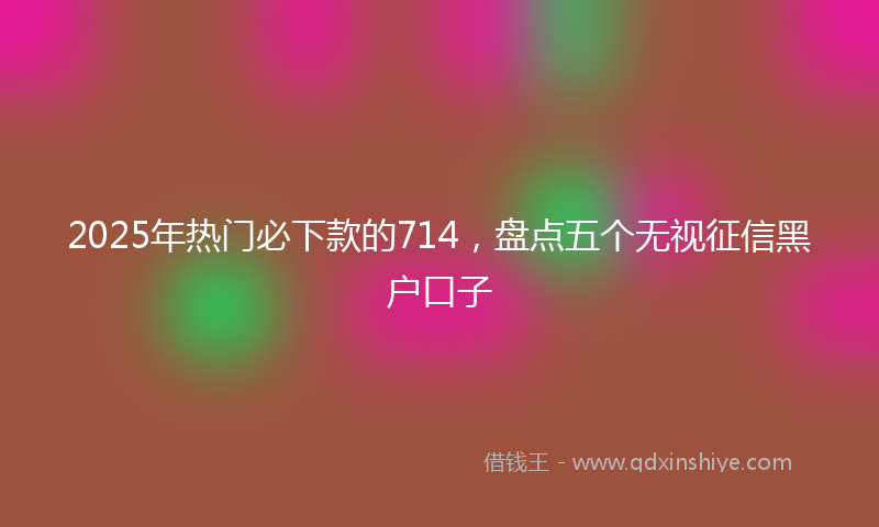 2025年热门必下款的714，盘点五个无视征信黑户口子