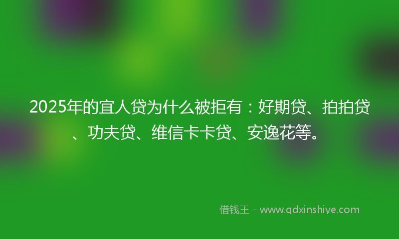 2025年的宜人贷为什么被拒有：好期贷、拍拍贷、功夫贷、维信卡卡贷、安逸花等。