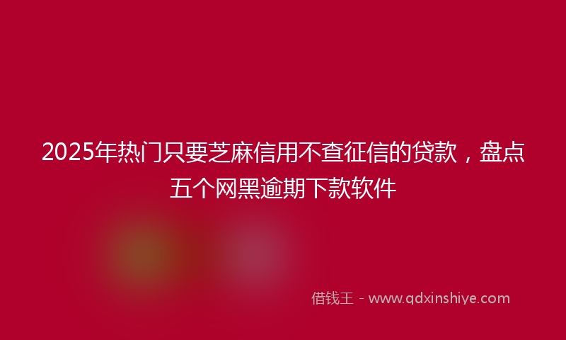 2025年热门只要芝麻信用不查征信的贷款，盘点五个网黑逾期下款软件