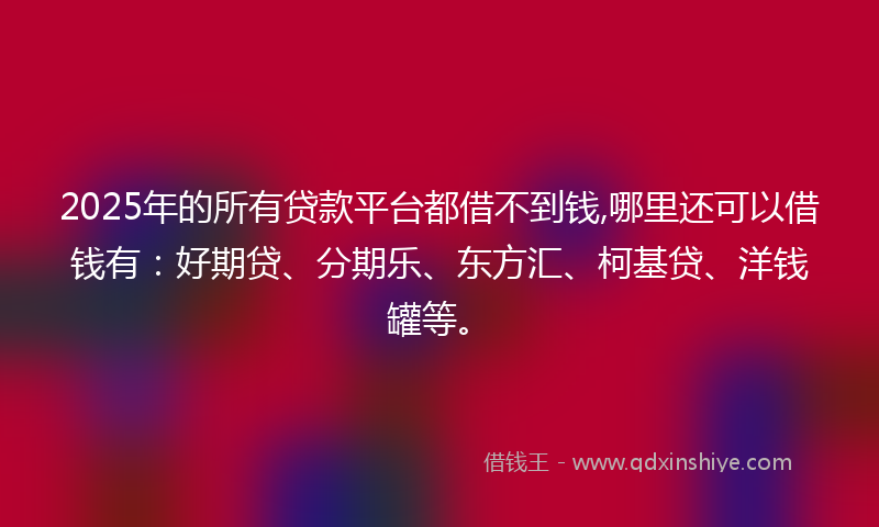 2025年的所有贷款平台都借不到钱,哪里还可以借钱有：好期贷、分期乐、东方汇、柯基贷、洋钱罐等。