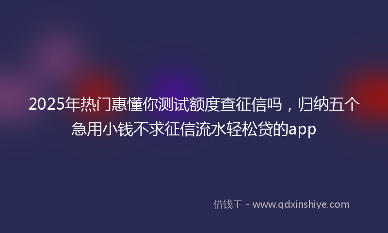 2025年热门惠懂你测试额度查征信吗，归纳五个急用小钱不求征信流水轻松贷的app