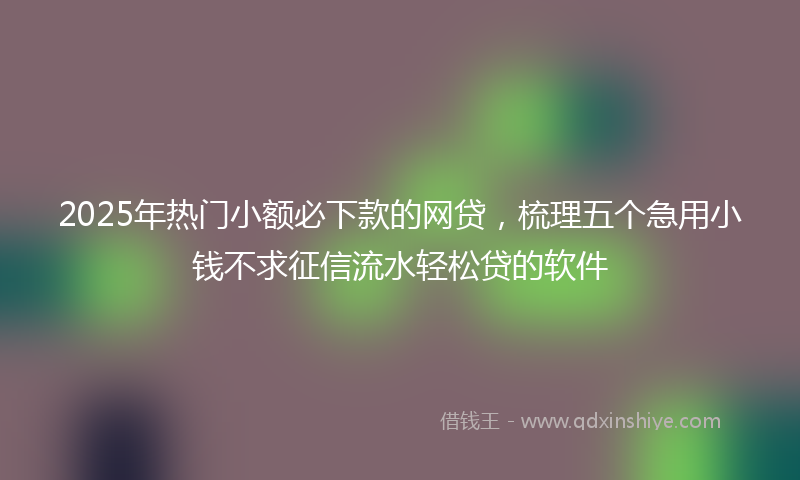 2025年热门小额必下款的网贷，梳理五个急用小钱不求征信流水轻松贷的软件