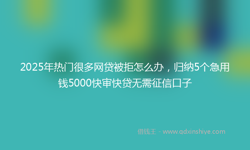 2025年热门很多网贷被拒怎么办，归纳5个急用钱5000快审快贷无需征信口子