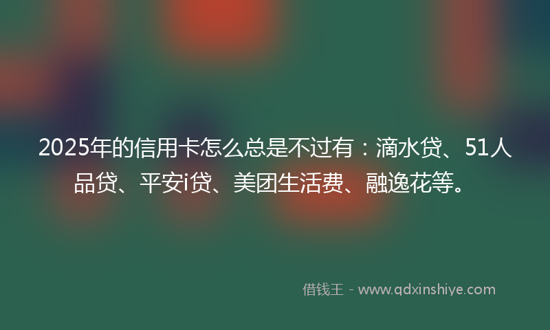 2025年的信用卡怎么总是不过有：滴水贷、51人品贷、平安i贷、美团生活费、融逸花等。