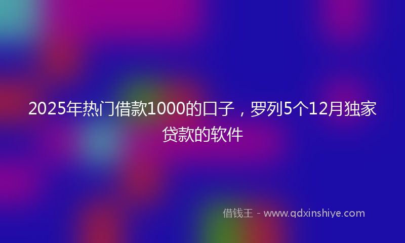2025年热门借款1000的口子，罗列5个12月独家贷款的软件