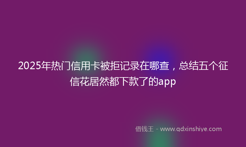 2025年热门信用卡被拒记录在哪查，总结五个征信花居然都下款了的app