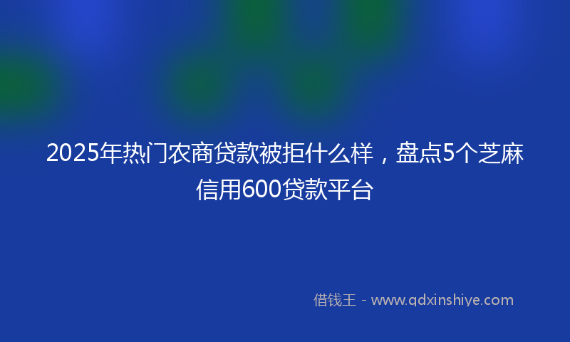 2025年热门农商贷款被拒什么样，盘点5个芝麻信用600贷款平台