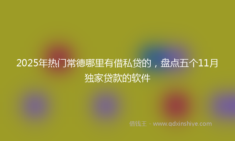 2025年热门常德哪里有借私贷的，盘点五个11月独家贷款的软件