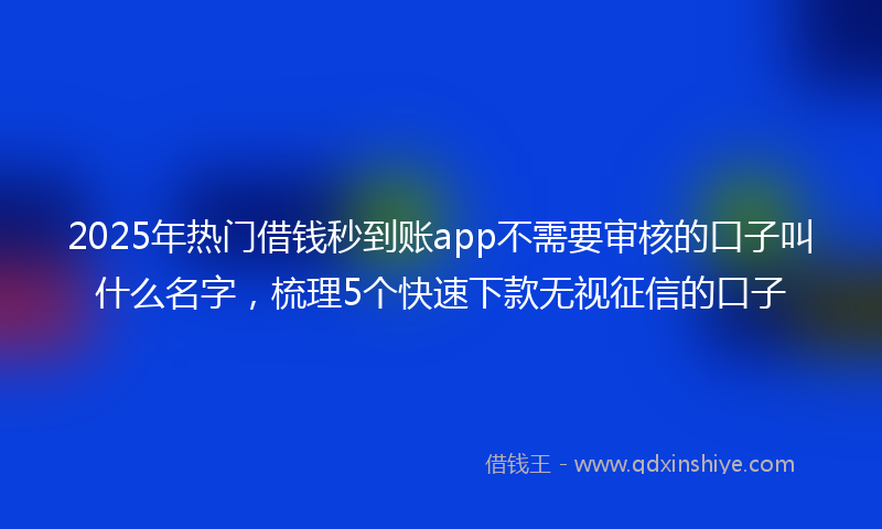 2025年热门借钱秒到账app不需要审核的口子叫什么名字，梳理5个快速下款无视征信的口子
