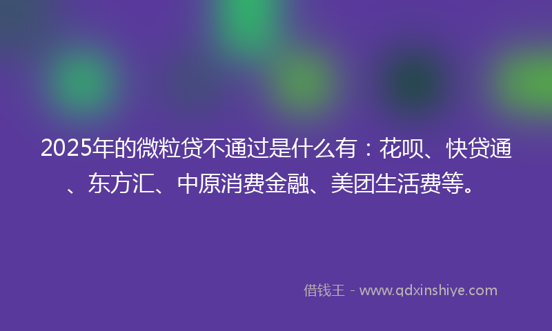 2025年的微粒贷不通过是什么有：花呗、快贷通、东方汇、中原消费金融、美团生活费等。