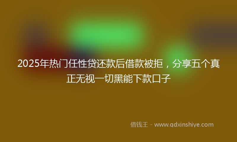 2025年热门任性贷还款后借款被拒，分享五个真正无视一切黑能下款口子