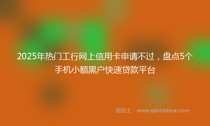 2025年热门工行网上信用卡申请不过，盘点5个手机小额黑户快速贷款平台