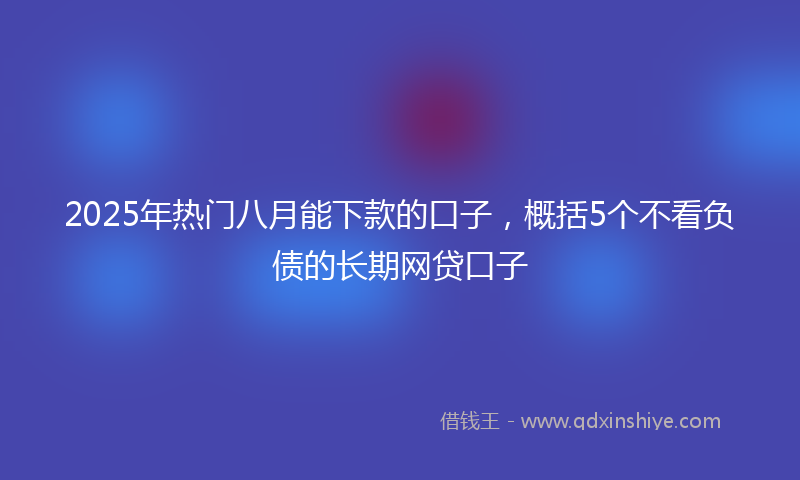 2025年热门八月能下款的口子，概括5个不看负债的长期网贷口子