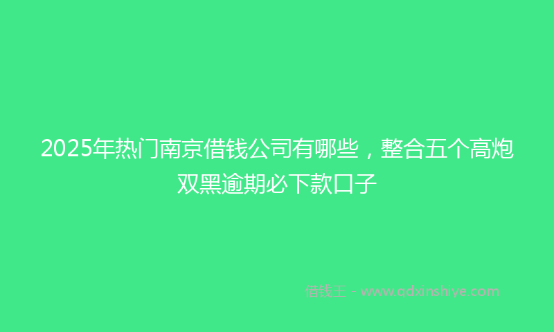 2025年热门南京借钱公司有哪些，整合五个高炮双黑逾期必下款口子