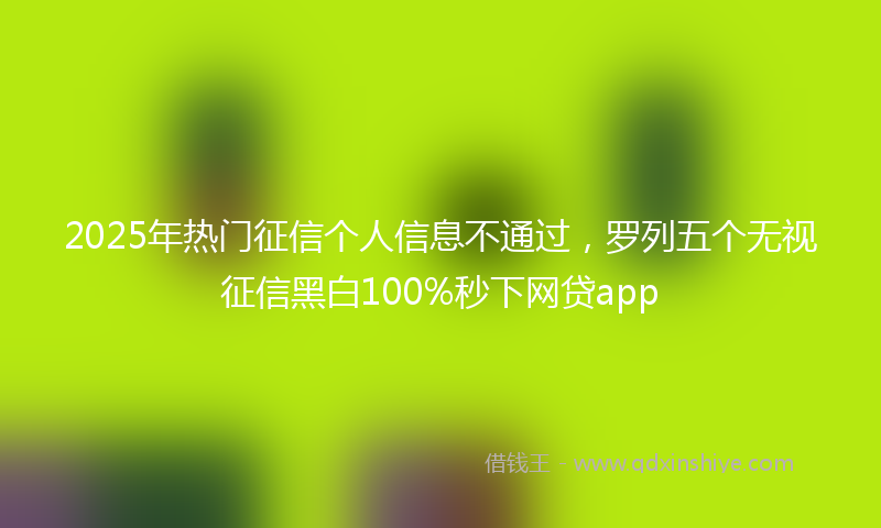 2025年热门征信个人信息不通过，罗列五个无视征信黑白100%秒下网贷app