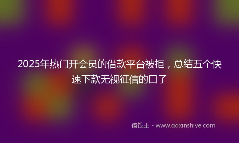 2025年热门开会员的借款平台被拒，总结五个快速下款无视征信的口子