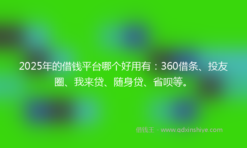2025年的借钱平台哪个好用有：360借条、投友圈、我来贷、随身贷、省呗等。