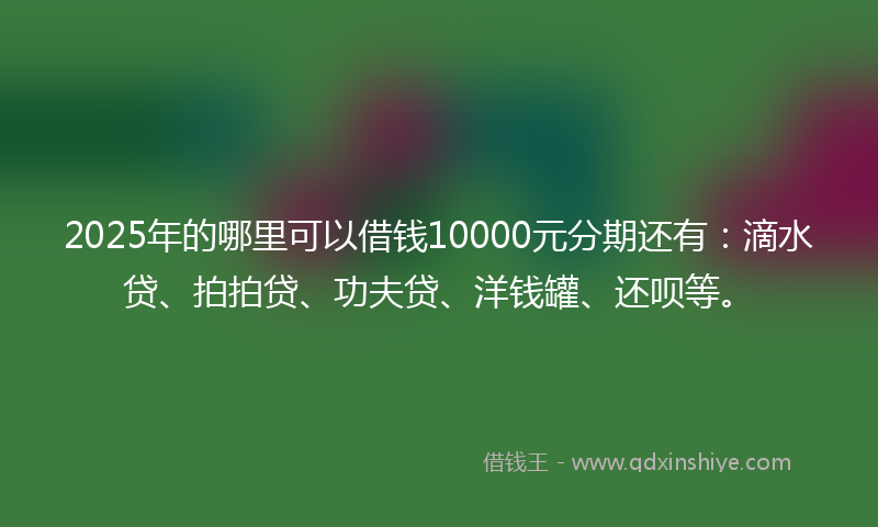 2025年的哪里可以借钱10000元分期还有：滴水贷、拍拍贷、功夫贷、洋钱罐、还呗等。