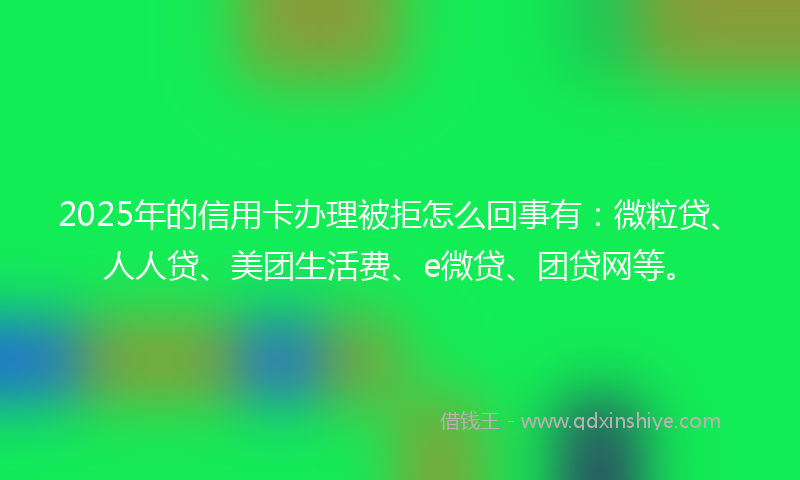 2025年的信用卡办理被拒怎么回事有：微粒贷、人人贷、美团生活费、e微贷、团贷网等。