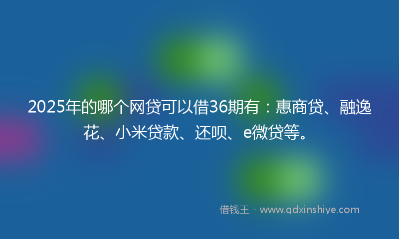 2025年的哪个网贷可以借36期有：惠商贷、融逸花、小米贷款、还呗、e微贷等。
