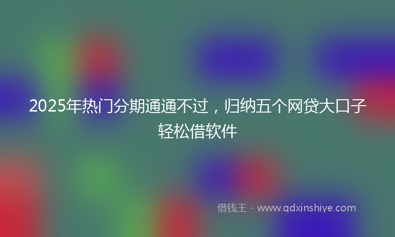2025年热门分期通通不过，归纳五个网贷大口子轻松借软件