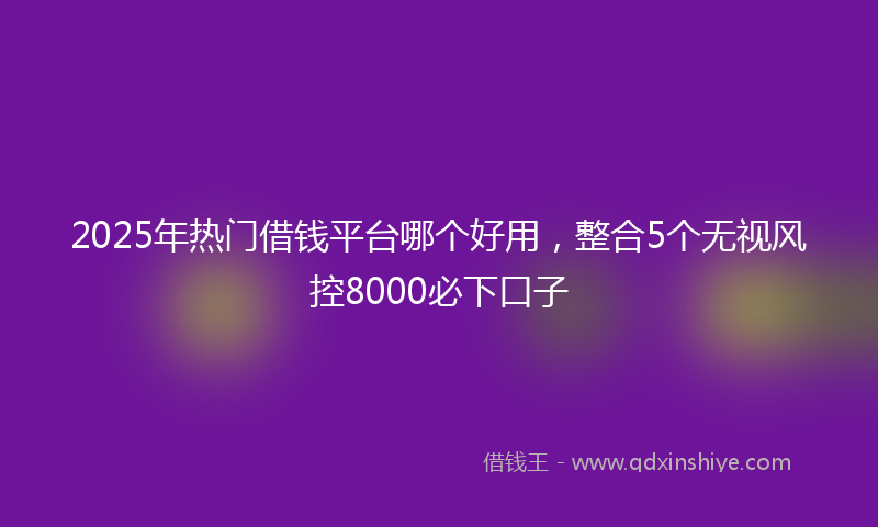 2025年热门借钱平台哪个好用，整合5个无视风控8000必下口子