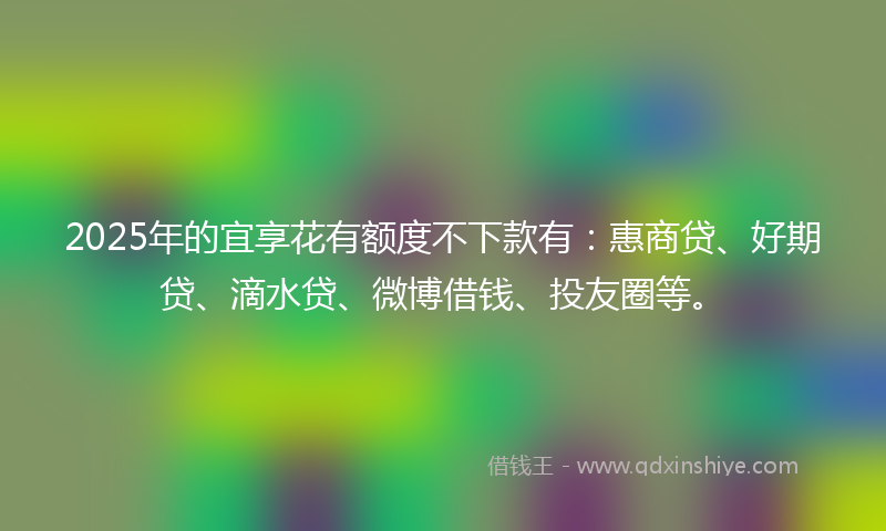 2025年的宜享花有额度不下款有：惠商贷、好期贷、滴水贷、微博借钱、投友圈等。