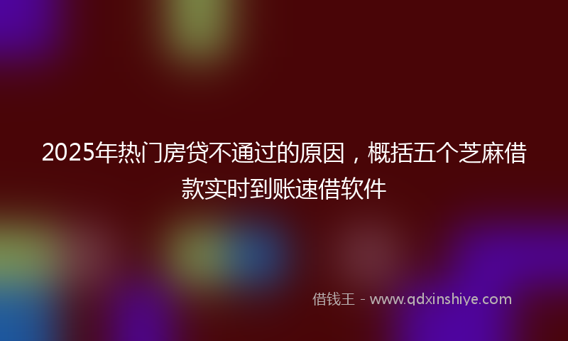 2025年热门房贷不通过的原因，概括五个芝麻借款实时到账速借软件