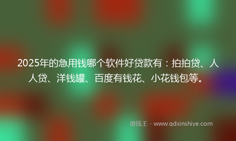 2025年的急用钱哪个软件好贷款有：拍拍贷、人人贷、洋钱罐、百度有钱花、小花钱包等。