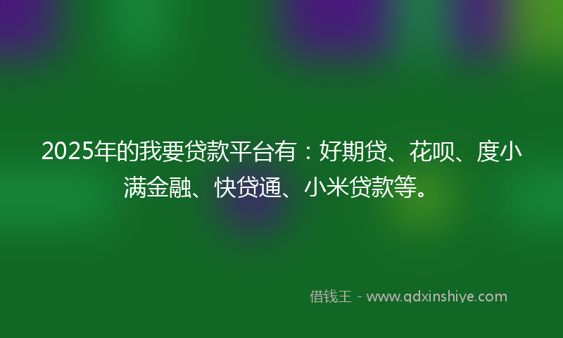 2025年的我要贷款平台有：好期贷、花呗、度小满金融、快贷通、小米贷款等。