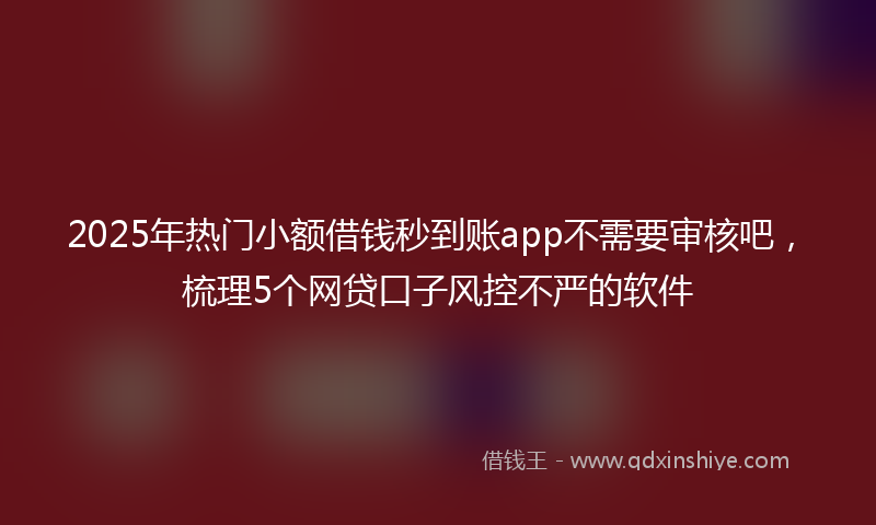 2025年热门小额借钱秒到账app不需要审核吧，梳理5个网贷口子风控不严的软件