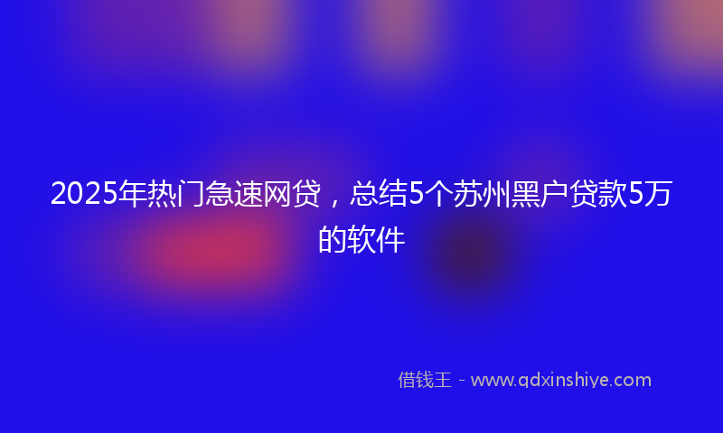 2025年热门急速网贷，总结5个苏州黑户贷款5万的软件