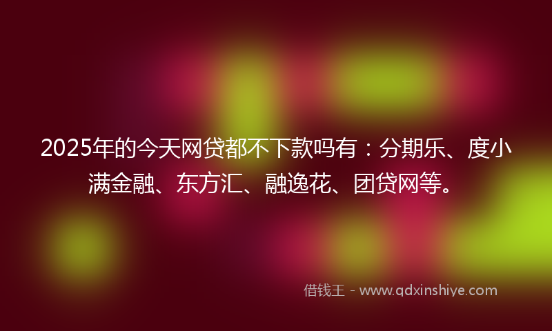 2025年的今天网贷都不下款吗有：分期乐、度小满金融、东方汇、融逸花、团贷网等。