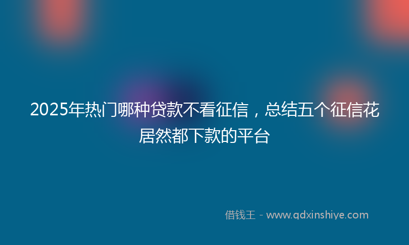 2025年热门哪种贷款不看征信，总结五个征信花居然都下款的平台