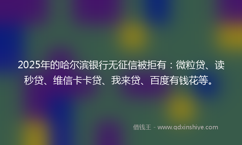 2025年的哈尔滨银行无征信被拒有：微粒贷、读秒贷、维信卡卡贷、我来贷、百度有钱花等。