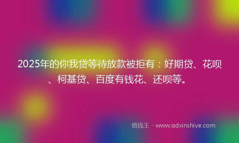 2025年的你我贷等待放款被拒有：好期贷、花呗、柯基贷、百度有钱花、还呗等。