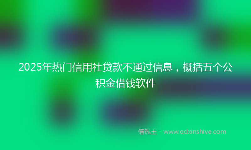 2025年热门信用社贷款不通过信息，概括五个公积金借钱软件