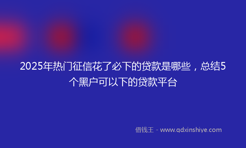 2025年热门征信花了必下的贷款是哪些，总结5个黑户可以下的贷款平台
