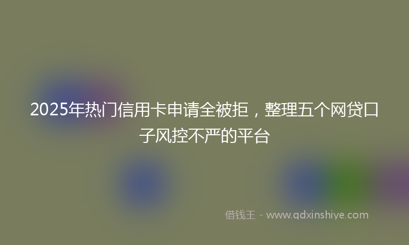 2025年热门信用卡申请全被拒，整理五个网贷口子风控不严的平台