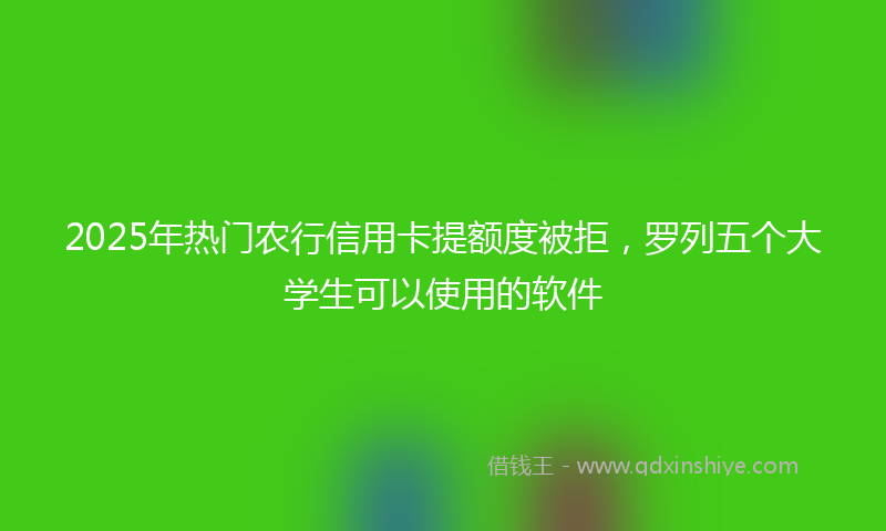 2025年热门农行信用卡提额度被拒，罗列五个大学生可以使用的软件