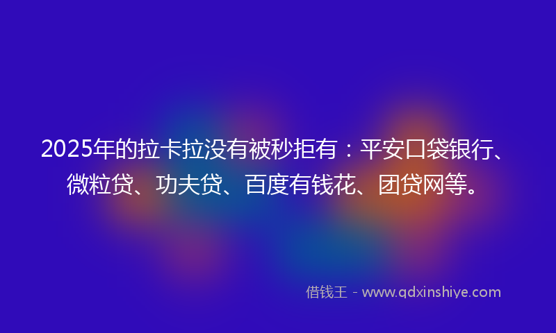 2025年的拉卡拉没有被秒拒有：平安口袋银行、微粒贷、功夫贷、百度有钱花、团贷网等。