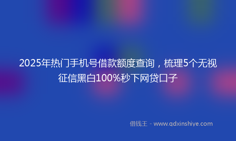 2025年热门手机号借款额度查询，梳理5个无视征信黑白100%秒下网贷口子