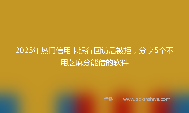 2025年热门信用卡银行回访后被拒，分享5个不用芝麻分能借的软件