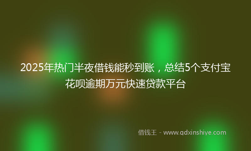 2025年热门半夜借钱能秒到账，总结5个支付宝花呗逾期万元快速贷款平台