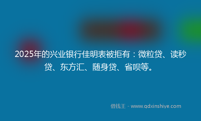 2025年的兴业银行佳明表被拒有：微粒贷、读秒贷、东方汇、随身贷、省呗等。